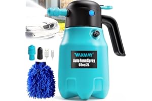 VAXMAY 68oz/2L Electric Foam Sprayer, 60PSI Battery Powered Car Foam Sprayer with 2 Adjustable Nozzles, Rechargeable Cordless Foaming Spray for Car Wash Detailing Garden
