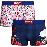 COCO BRANDS Peanuts Snoopy Womens Boyshorts Underwear - 2 Pack Soft Seamless Womens Boy Shorts Boxers with Elastic Waistband