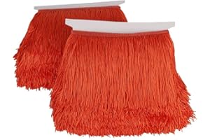 Heartwish268 Fringe Trim Lace Polyerter Fibre Tassel 6inch Wide 10 Yards Long for Clothes Accessories Latin Wedding Dress DIY Lamp Shade Decoration Black White Red(Deep Orange)