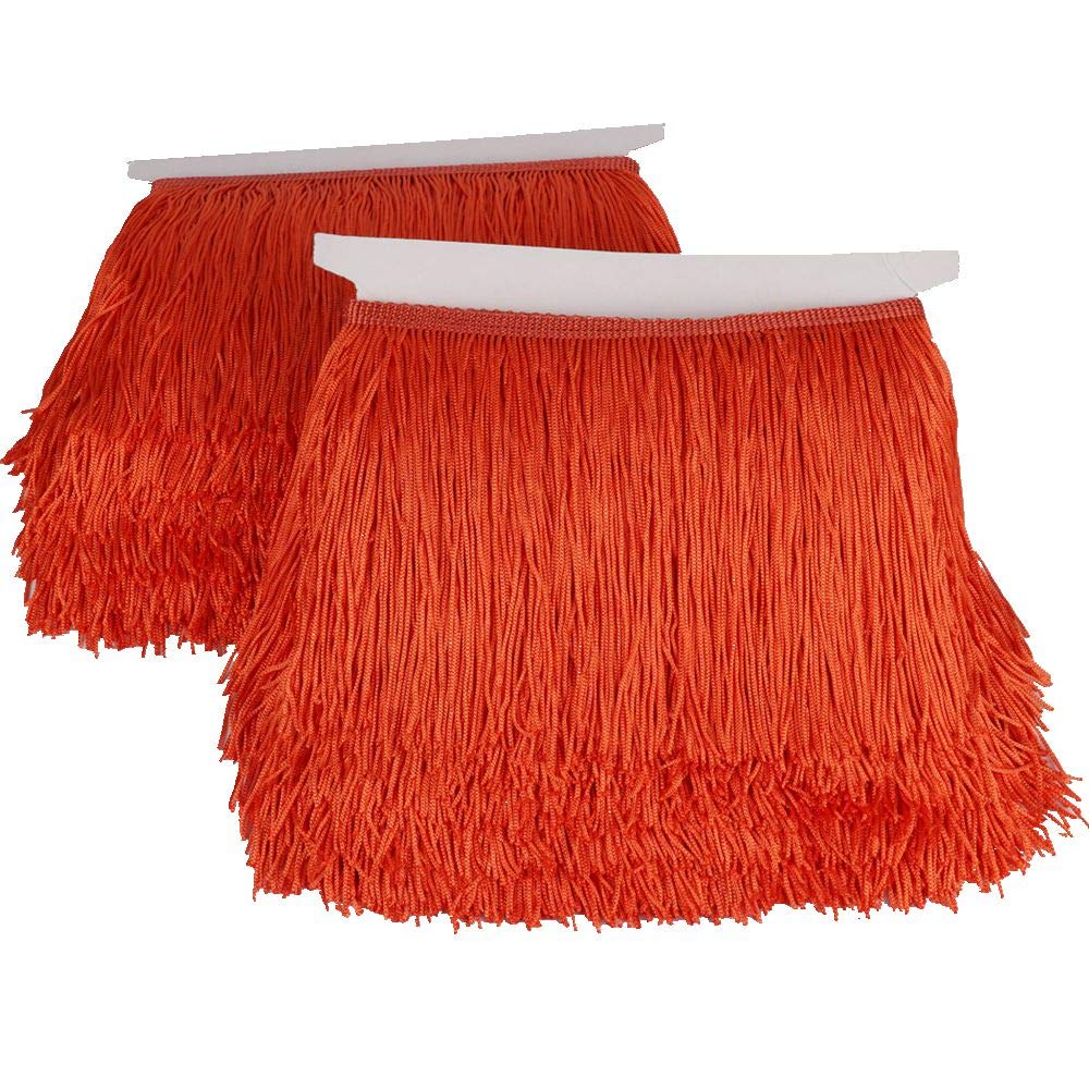 Fringe Trim Lace Polyerter Fibre Tassel 6 inch（″） Wide 10 Yards Long for Clothes Accessories and Latin Wedding Dress and DIY Lamp Shade Decoration Black White Red Gold Blue Pink Grey (Deep Orange)