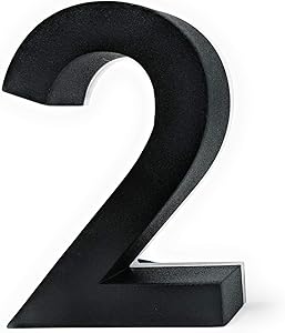 4 Inch House Numbers LED, Modern Address Signs for Homes | by JELSCO (2, Neutra Black)