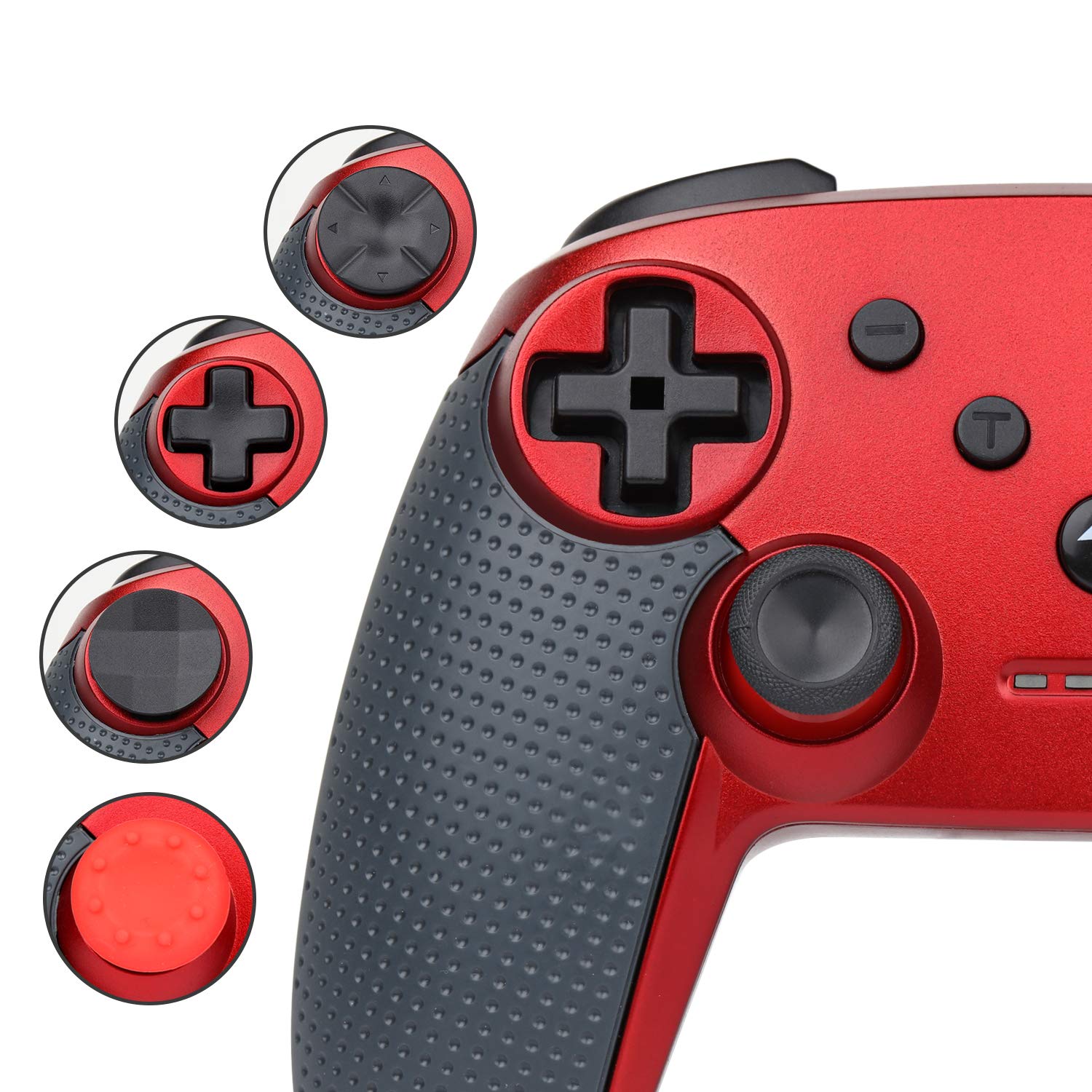 Switch Pro Controller,Wireless Switch Controller for Nintendo Console,with LED Type C Charging Cable(Red)