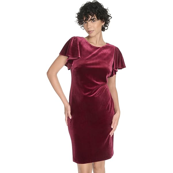 Calvin Klein Chiffon Bell Sleeve Dress Red 6 at Amazon Women's Clothing  store