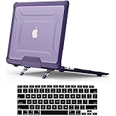 DTangLsm for MacBook Pro 13 inch Case 2024 2023-2016 M2 M1 A2338 A2289 A2251 A2159 A1989 A1706 A1708 Heavy Duty Plastic Hard Shell Rugged Protective Case with Fold Kickstand&Keyboard Cover, Purple