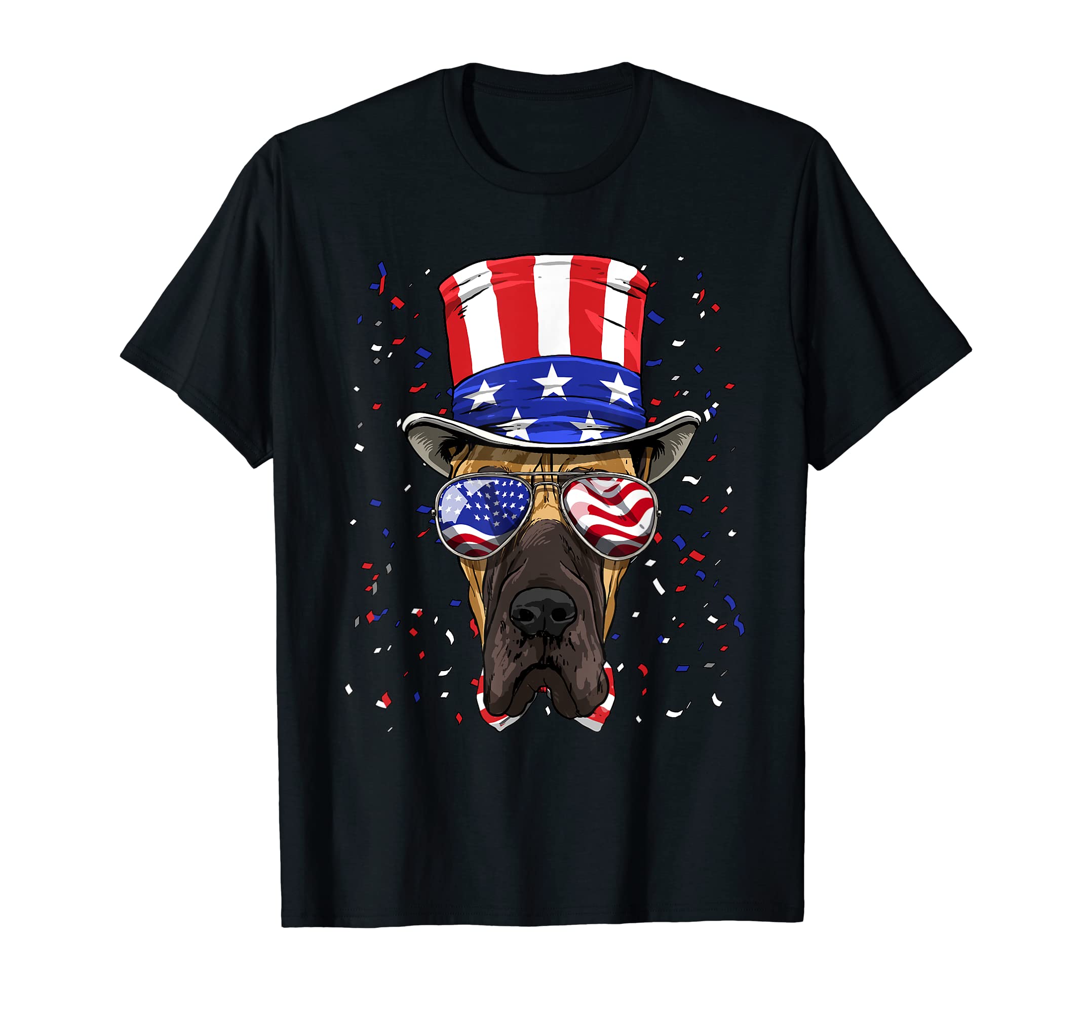 Great Dane 4th of July American Dog USA Flag T-Shirt