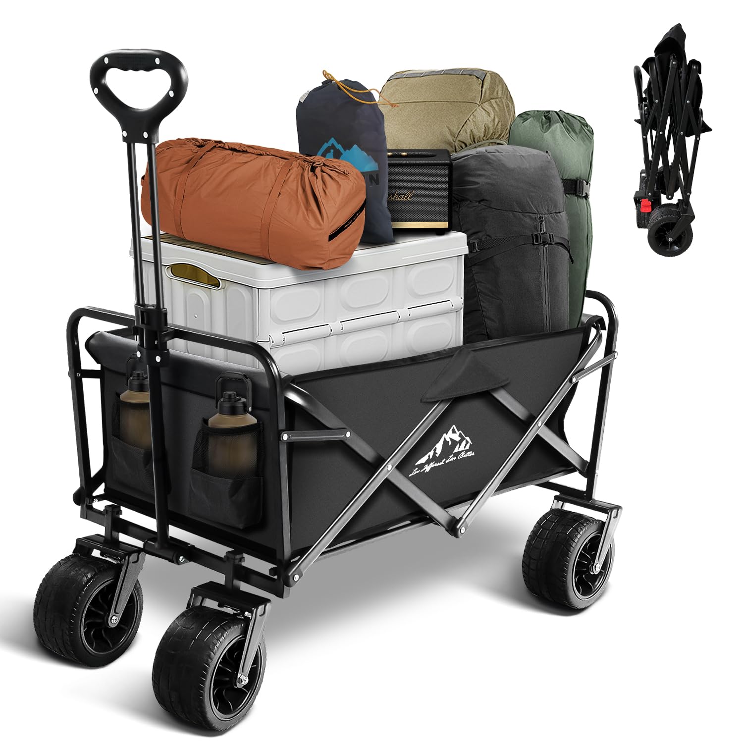 Collapsible Folding Wagon, Heavy Duty Foldable Cart