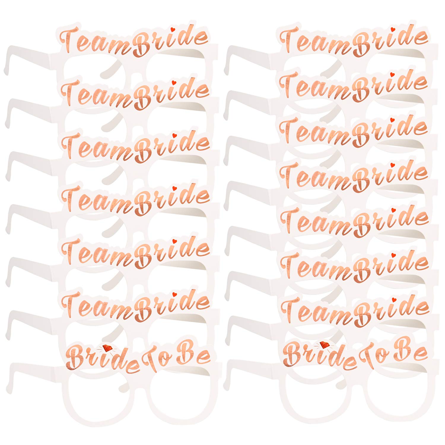 Konsait 16 Pack Hen Party and Team Bride Glasses - Bride to Be, Bachelorette Party Accessories, Props, Favours, Bag Fillers