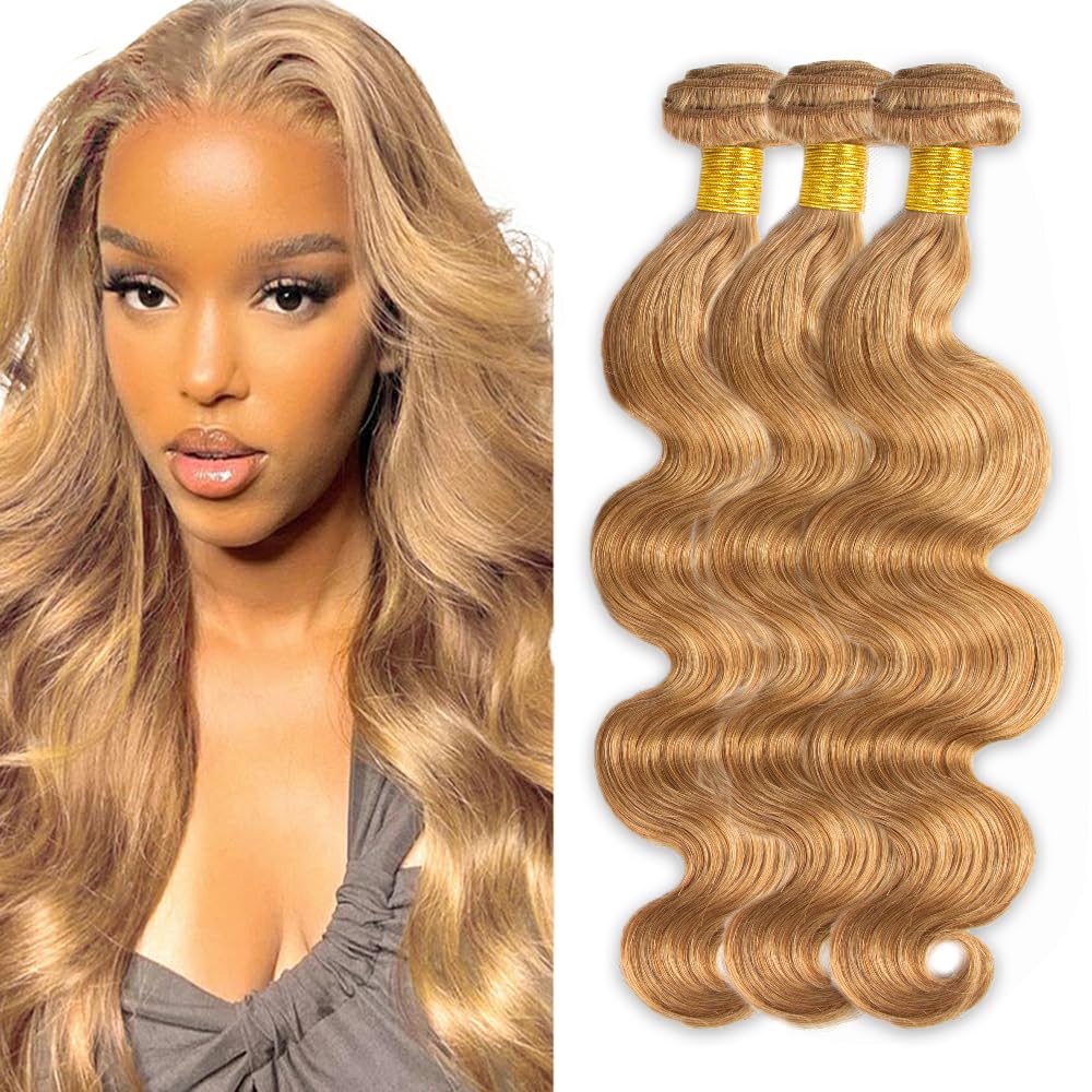 24 26 28 inch #27 blonde bundles human hair body wave 3 bundles 50 gram/bundle unprocessed brazilian