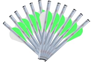 KEAUP 2 Inch Vanes Shrink Fletch, 12-Pack Stretch Arrow Wraps Universal Fit for Arrows and Bolts, DIY Archery Fletching Tool(Green & White)