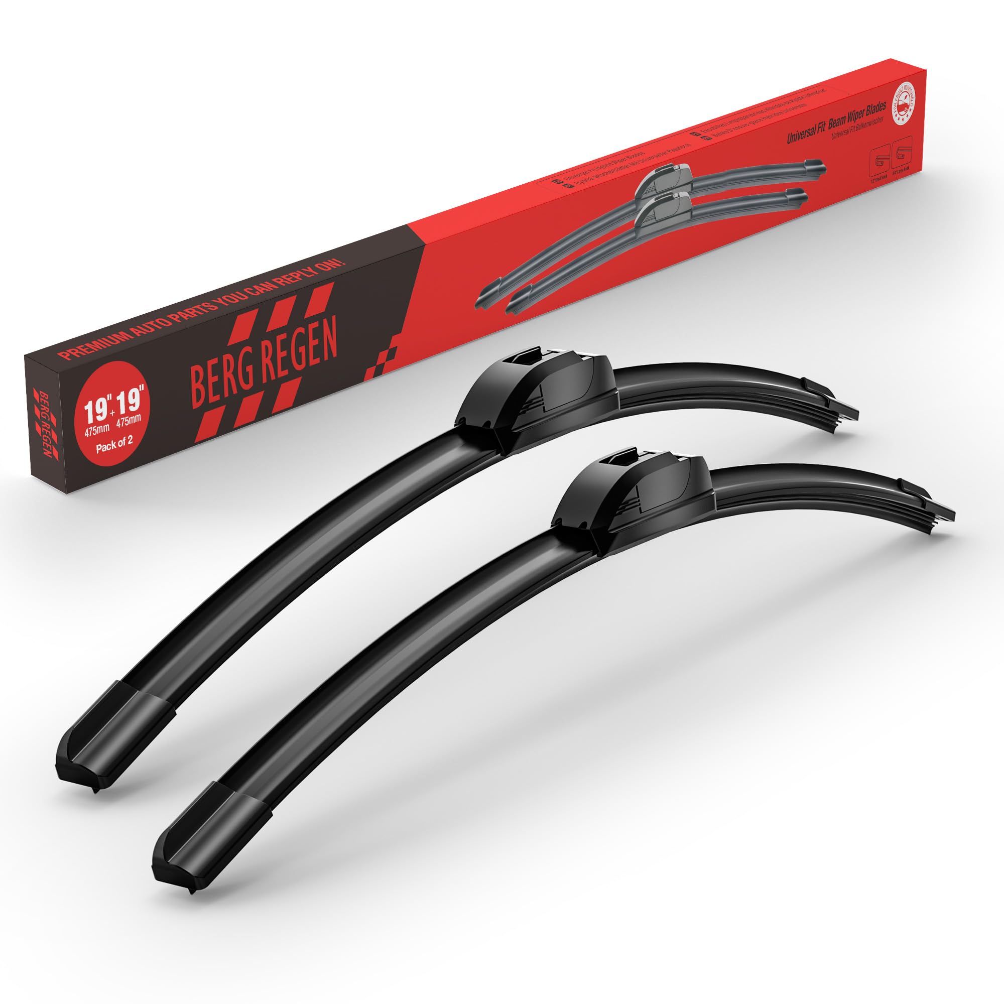 BERG REGEN 19"+19" Windshield Wiper Blades Replacement for Toyota Sequoia 2001-2007, Toyota Tundra 2000-2006, Jeep Liberty 2002-2012, Dodge Nitro 2007-2011 –Genuine OEM Quality (Set of 2)