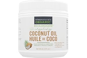 Viva Naturals Organic Virgin Coconut Oil with MCTs, 32 fl oz – Cold-Pressed, Unrefined & Keto Coconut Oil for Cooking, Baking