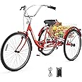 Betterland 7-Speed Adult Tricycle with Large Basket 24/26 Inch, Stable 3-Wheel Cruise Bicycle for Shopping, Beach and City Trike Perfect for Men, Women, Seniors