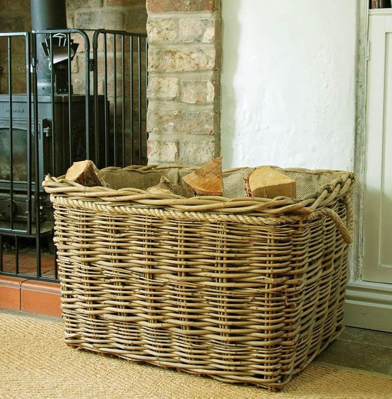 Bowley & Jackson Extra Large Rope Handle Mill Log Basket Hessian Lined