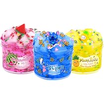 Keemanman Slime Kit - 3 Pack Jelly Cube Clear Crunchy Slime with ...