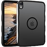 Magnetic Case for iPad mini 7 A17 Pro 2024/iPad Mini 6 2021 8.3 Inch with Pencil Holder, Cute Wave Translucent Matte Slim Soft TPU Bumper Military Grade Protective Cover for iPad mini 7/Mini 6, Black