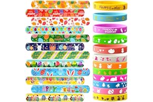 VKTEN 48Pcs Easter Party Favors Easter Slap Bracelets Rubber Wristbands Assorted Easter Egg Fillers Gifts for Kids Girls Boys Easter Basket Stuffers