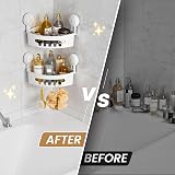 LEVERLOC Corner Shower Caddy 2 Pack Suction Cup White No Drill Rust Free view 8
