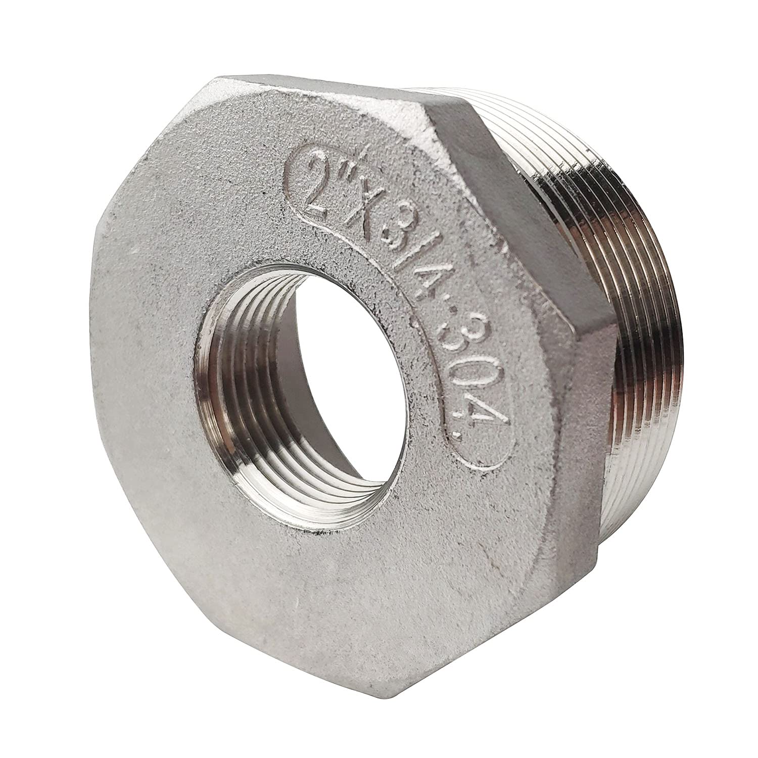 Photo 1 of LOZOME 2" Male x 3/4" Female Thread Reducer Bushing Pipe Fitting, Adapter, Stainless Steel SS 304 NPT Reducer Bushing Pipe Hose Fitting