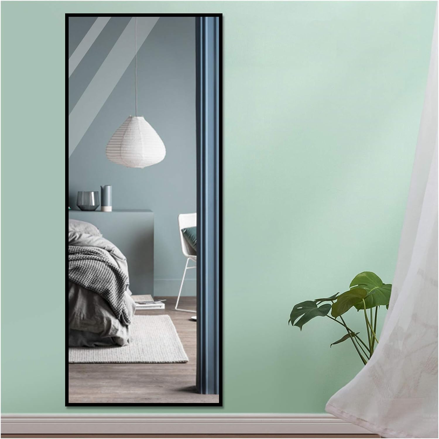 SDKOA Large Mirror Full Length Wall Hanging Leaning Against Wall 65 x 22 Inches Black Metal Framed for Dressing, Bedroom, Living Room Vertically&Horizontally Mountable
