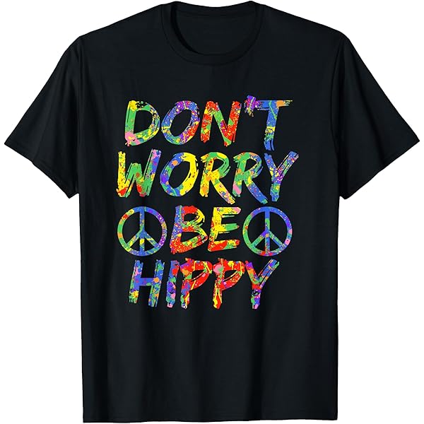 Hippie vintage T-shirt他　洋書 Amazon.com: Don't Worry Be Hippie Shirt Hippy T-Shirt Paint Splash