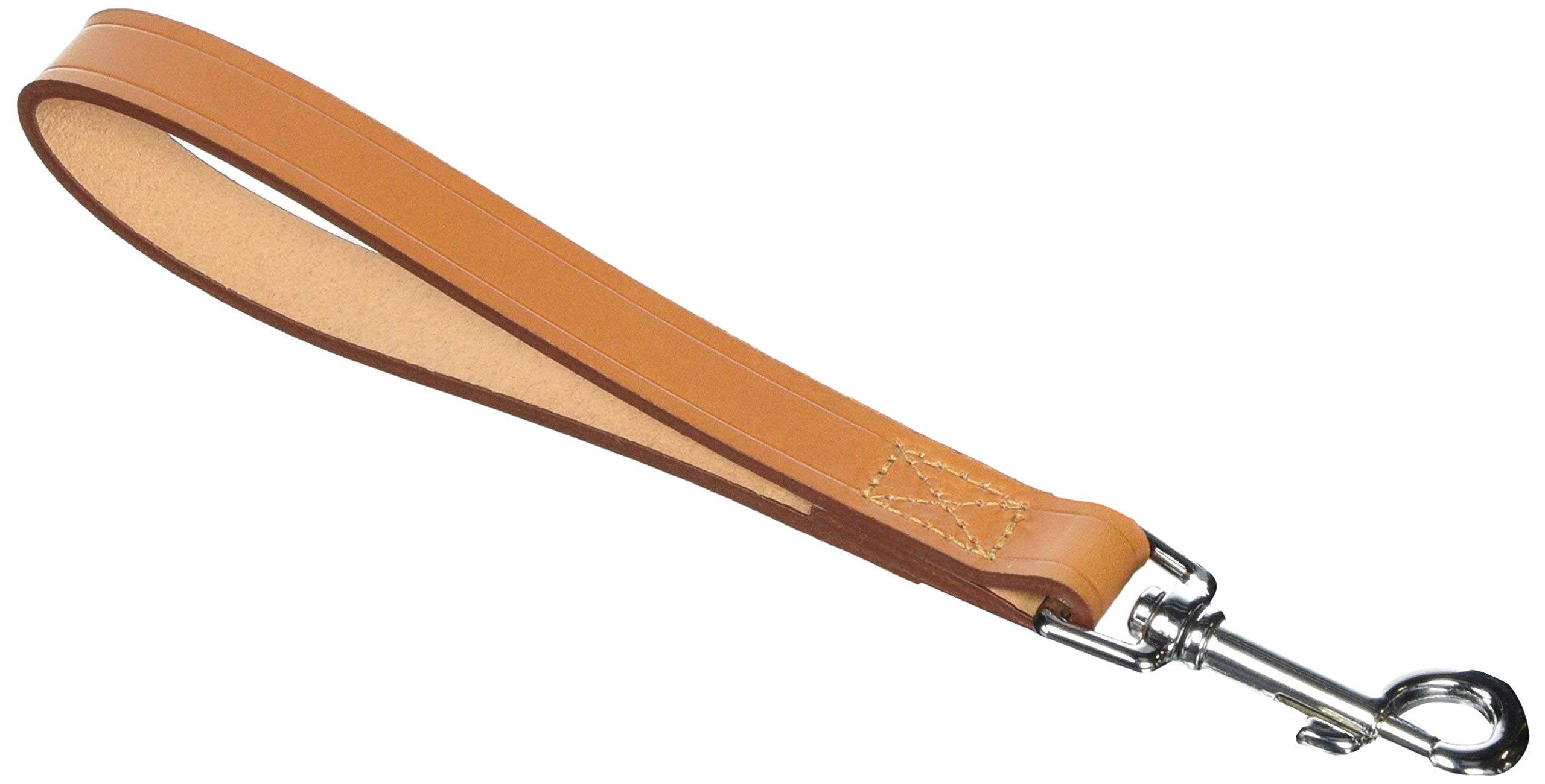 Ancol Heritage Leather Traffic Handloop - Tan Bridle Leather Durable Dog Lead with Extra Short L for Control - 25cm x 19mm Size 7