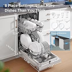 Midea MDF18A1AWW Built-in Dishwasher with 8 Place