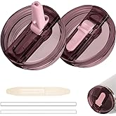 2 Pack 30 oz Tumbler Flip Straw Lid for Stanley Quencher ProTour Leak Proof Lid Replacement for Stanley H2.0 Quencher, Spill Proof Reusable Lid for Stanley Cup Accessories (Old Pink *2, 30 oz)