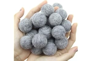 Zasy 30mm Needle Wool Felt Balls Foam Filled Wool Felt Pom Pom Home Decor DIY (Grey)