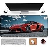 RTGGSEL 31.5x11.8 Inch Non-Slip Long Extended Large Gaming Mouse Pad with Stitched Edges XL Laptops Keyboard Mouse Mat(Lambo)