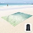 Sunlit Silky Soft Sand Proof Beach Blanket 106"x81" / 85"x72" Sand Proof Mat with Corner Pockets and Mesh Bag for Beach Party, Travel, Camping and Outdoor Music Festival, Mandala