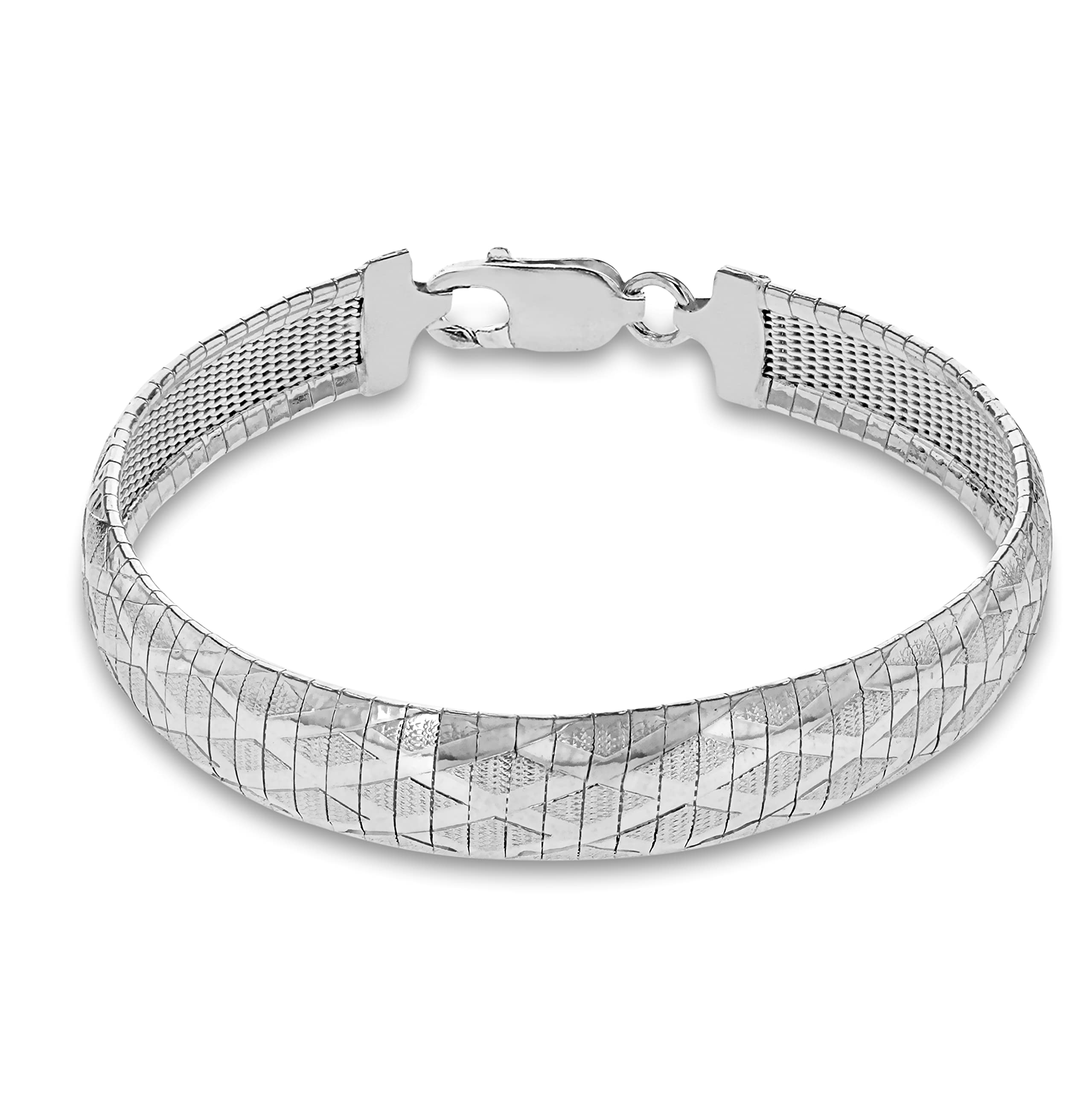 Tuscany Silver Sterling Silver Men's Cleopatra Style Diamond Detail Bracelet of Length 19cm19