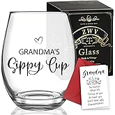 ZWV Grandma's Sippy Cup, Funny Stemless Wine Glass, Grandma Wine Glass- Birthday Gift or Mother's Day Gift for Grandma, New Grandma, Wife, Mom, Grandma Pregnancy Announcement for Gift-78