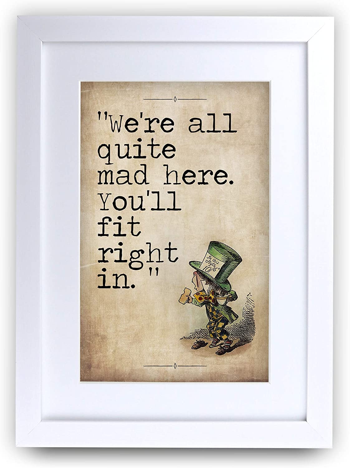 HWC Trading A3 FR Alice in Wonderland You'll Fit Right In Gifts For Decorating Your New Born Baby's Room - A3 Framed