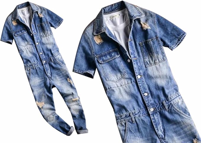 Amazon Co Jp オールインワン エンジニアオーバーオール デニム インディゴ メンズ 並行輸入品 服 ファッション小物