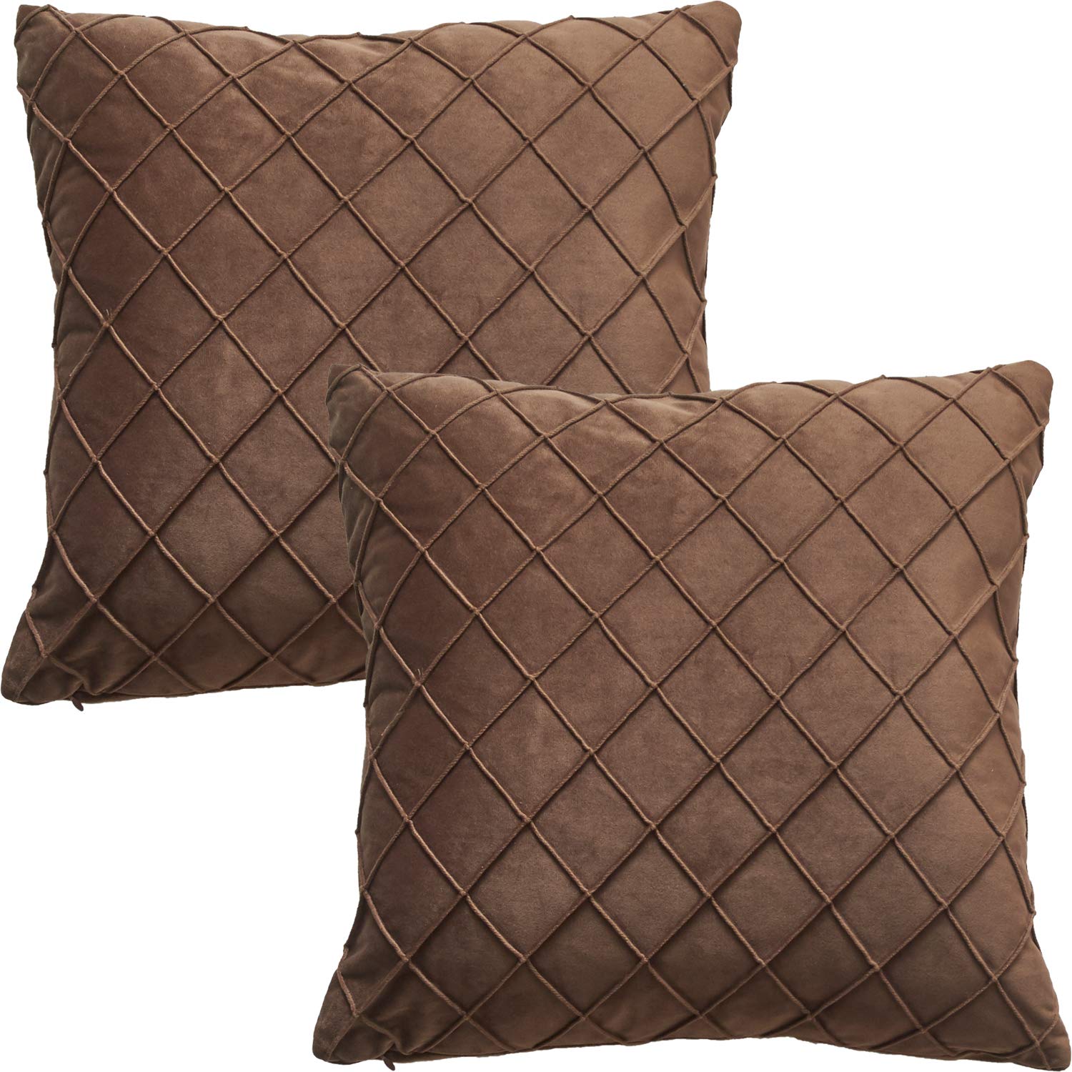 GONOVE Cushion Covers 45X45cm Soft Velvet Decorative Throw Pillow Cases Pack of 2 Square Pillow Covers Pillowcases with Invisible Zipper for Home Couch Sofa Bed, Brown