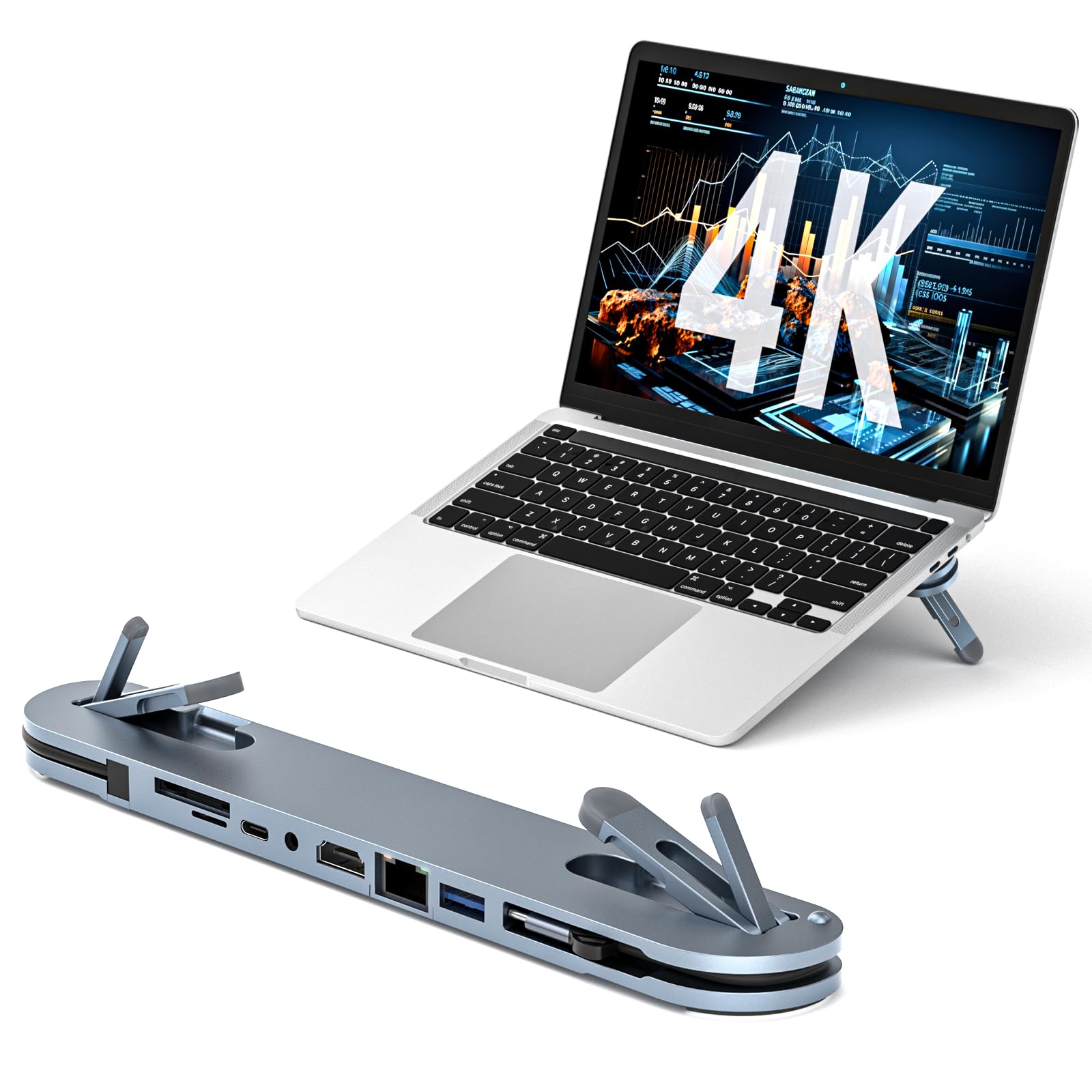 Photo 1 of USB C Laptop Docking Station Stand, USB C Hub 7 in 1 Multiport Adapter with 4K HDMI, Gigabit Ethernet, USB A 3.0, PD 100W Charge, Universal Docking Stations for MacBook Pro/Air/Dell/HP/Surface/Lenovo