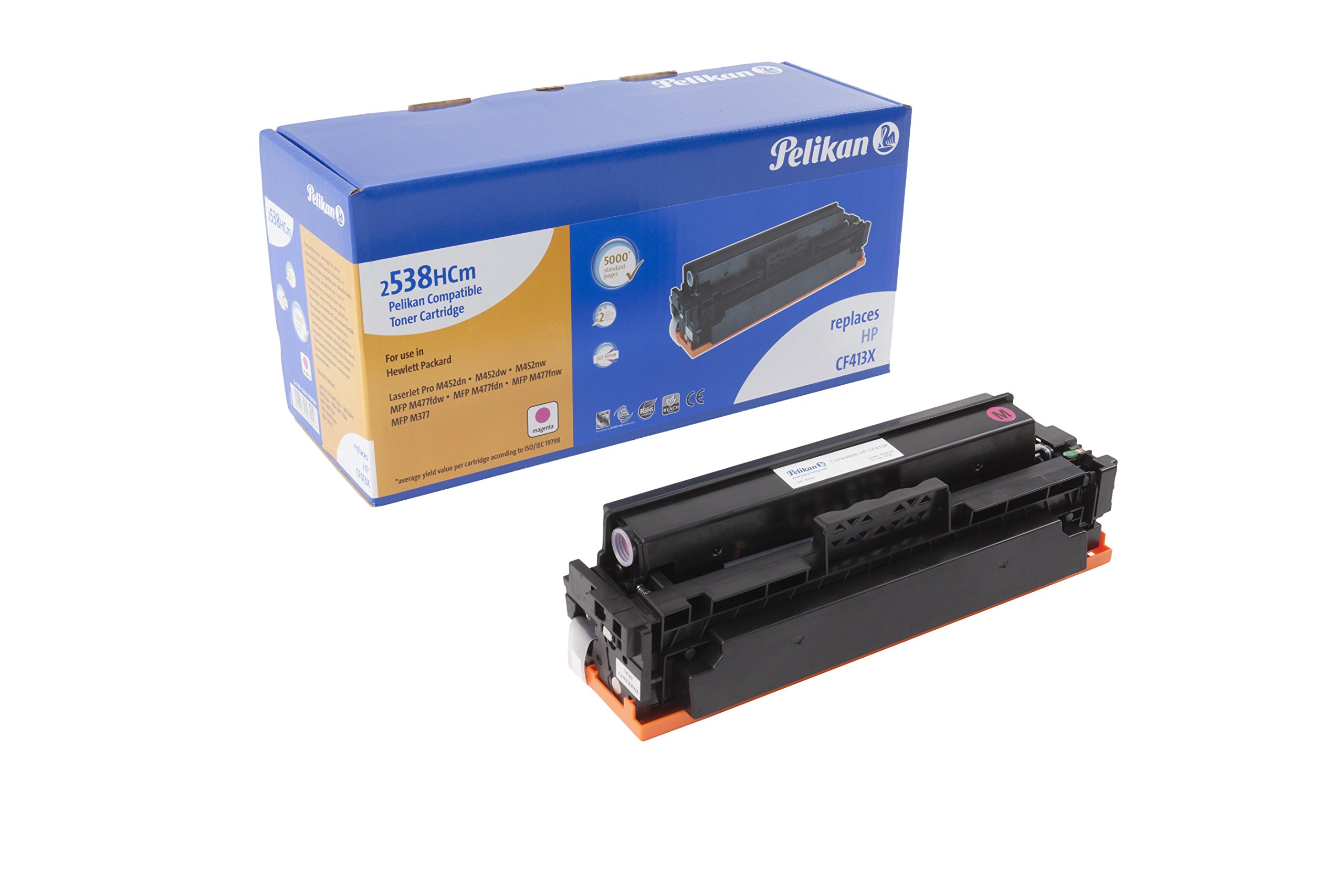 Pelikan Toner 4284297 replaces HP CF413X (for Printer HP LASERJand PRO M452DN,M452DW,M452NW,MFP M477FDW,MFP M477FDN,MFP M477FNW,MFP M377) magenta