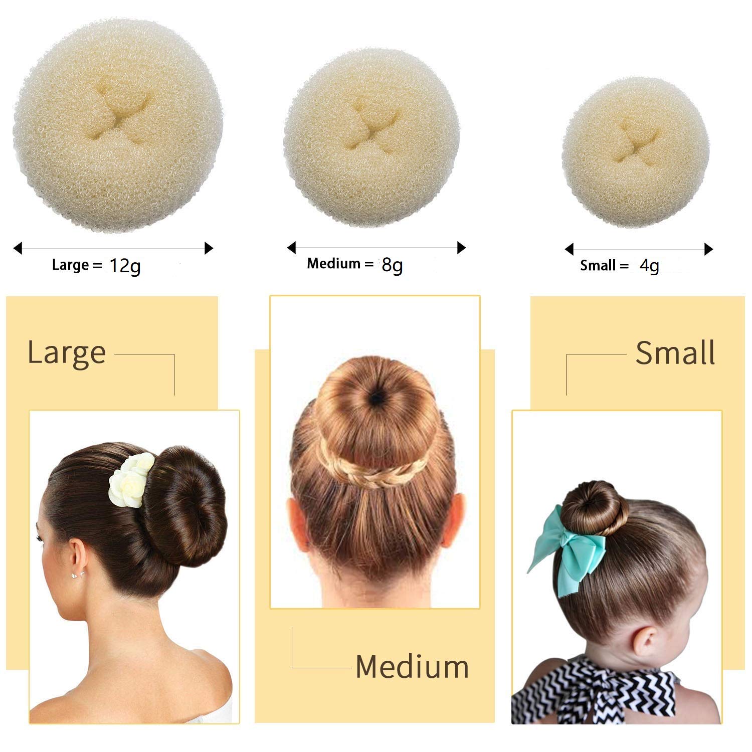 Hair Bun Maker Set Brown/Blonde/Black, The EASIEST Way to Make Buns, 3 Donuts + 2 Snap Bun Makers + 4 Topsy Tail Hair Tool + 5 Hair Elastic Bands + 10 Bobby Pins: Beauty