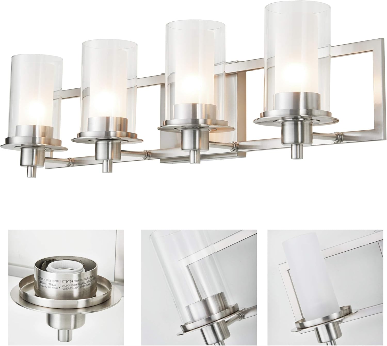 Vanity Lights Clear And Frosted Glass Shade 2 Globe Kingbrite Bath Vanity Lights Fixture Satin Nickel Lighting Ceiling Fans