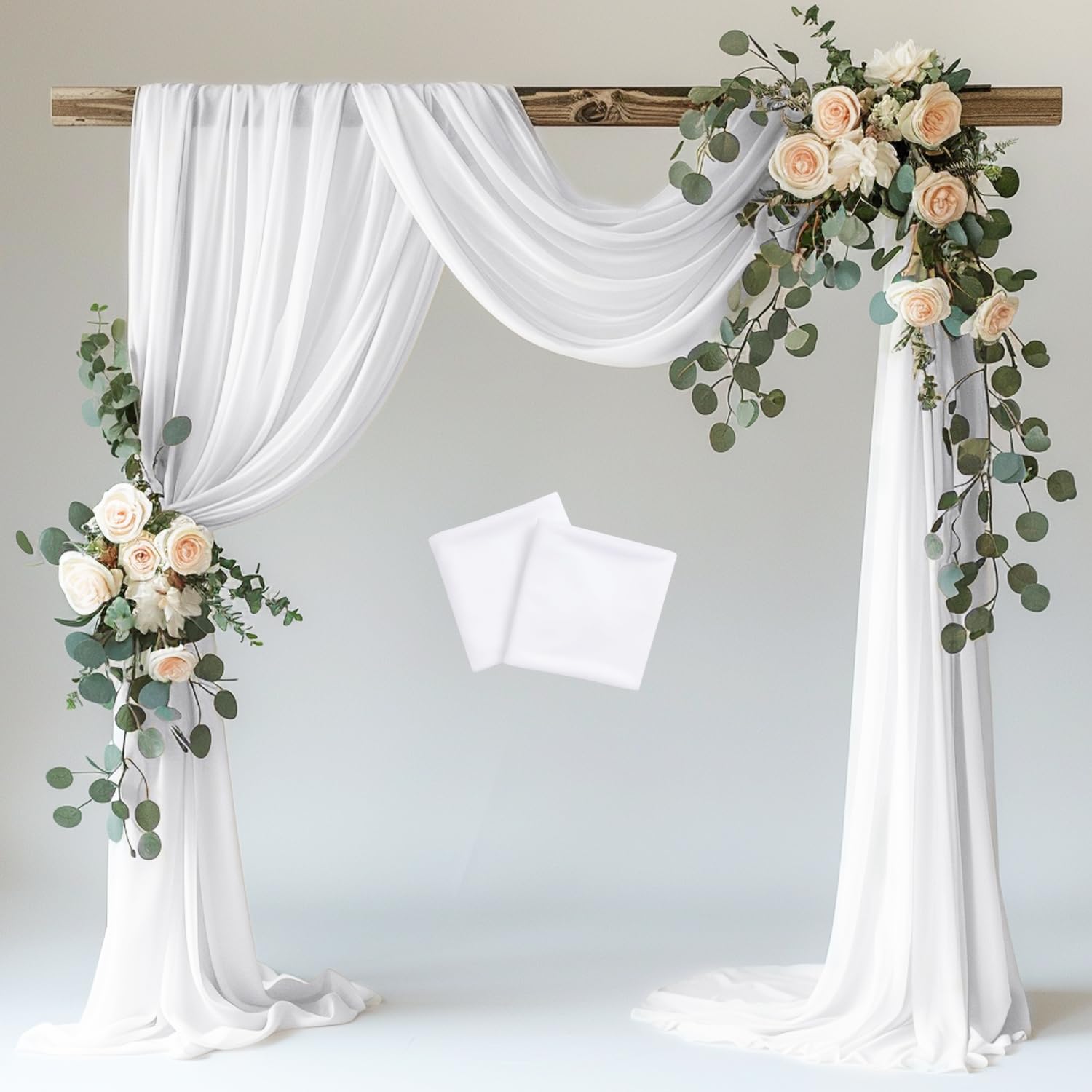 Photo 1 of Wokceer Wedding Arch Draping Fabric 2 Panels 28.7" x 20FT White Sheer Fabric Backdrop Arch Draping for Wedding Ceremony Birthday Party Bridal Shower Decoration