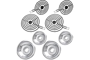 COZZIVITA MP22YA Electric Stove Burner Element Replacement Set & W10290350 W10290353 4 Pack Silver Drip Pans - Perfectly Fit Whirlpool Electric Range Stove Top