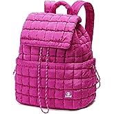 DOYOGI Quilted Backpack for Women, Lightweight Travel Gym Bag, Hiker Pack Drawstring Padding Backpacks, Puffer Travel Bag for Casual Daypack(Rose red)
