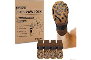 Roilpet Double Sides Non-Slip Dog Socks to Prevent Licking Paws - Strong Traction for Paw Protector, Senior Dogs, Hardwood Floors, Dog Booties with Grippers - Size Large