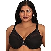 Curvy Couture Womens Sheer Whisper Plunge T-Shirt Underwire Bra