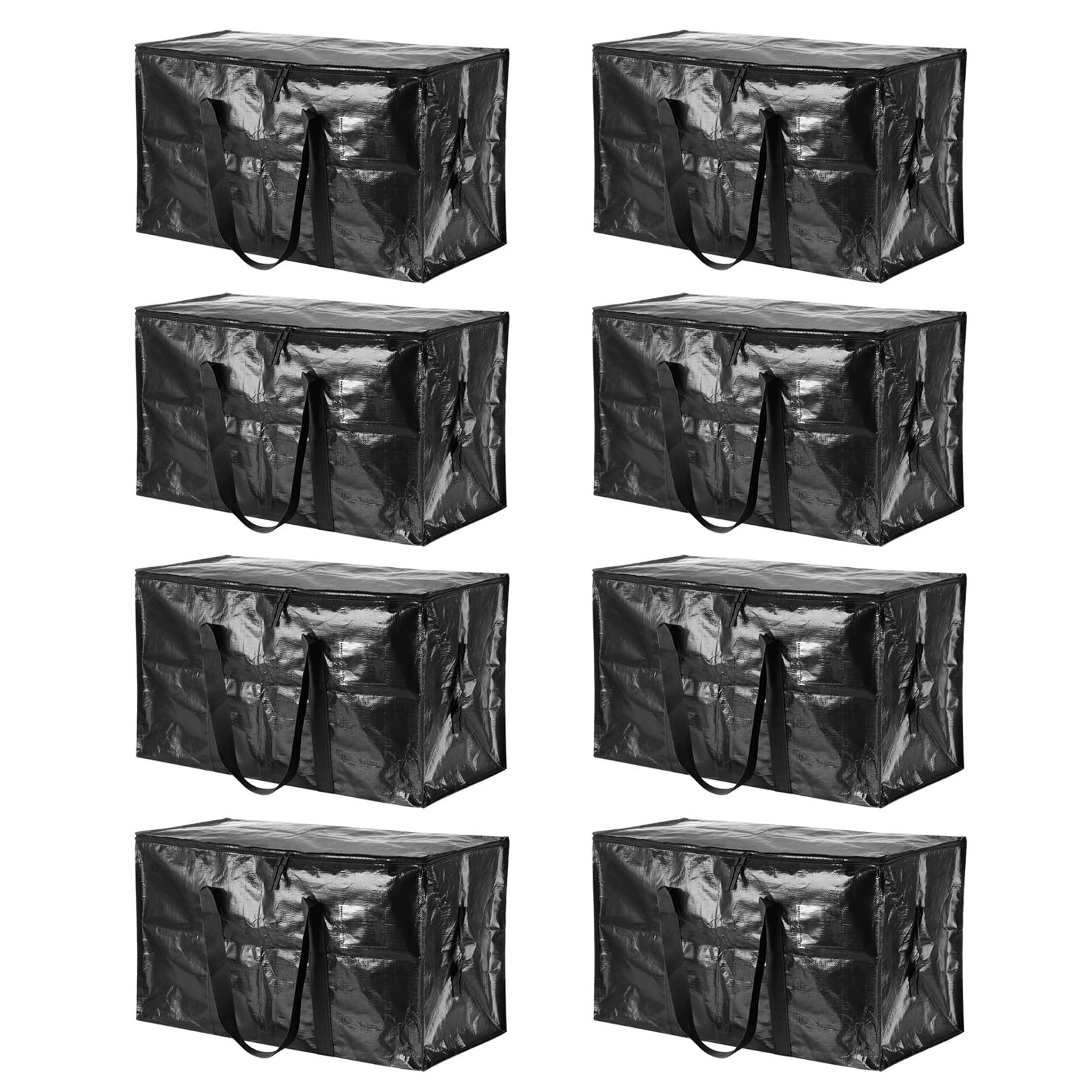 PATIKIL Extra Large Moving Bags, 8 Pack with Reinforced Handles and Zipper Storage Tote Packing Bags Collapsible for Clothes Moving Supplies,Black