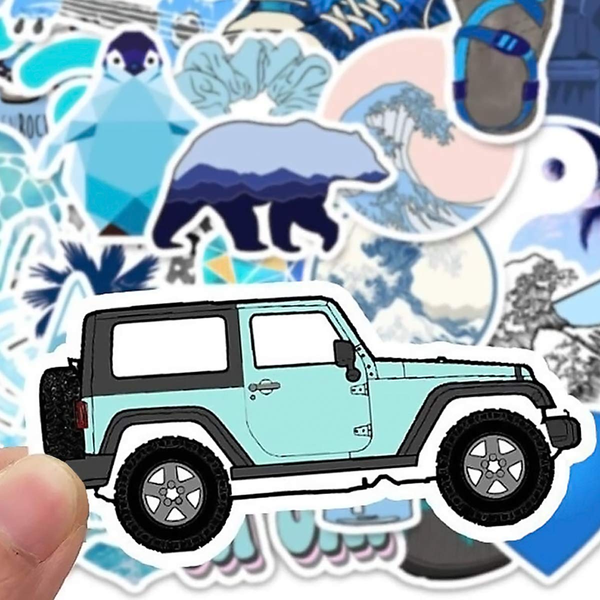 Trendy VSCO Vinyl Stickers for Laptop Water Bottles (50-Pack) Cute Aesthetic Waterproof Stickers for Hydro Flask Phone Skateboard Guitar, Suitable for Girls, Kids, Teens, Adults (Blue Series)