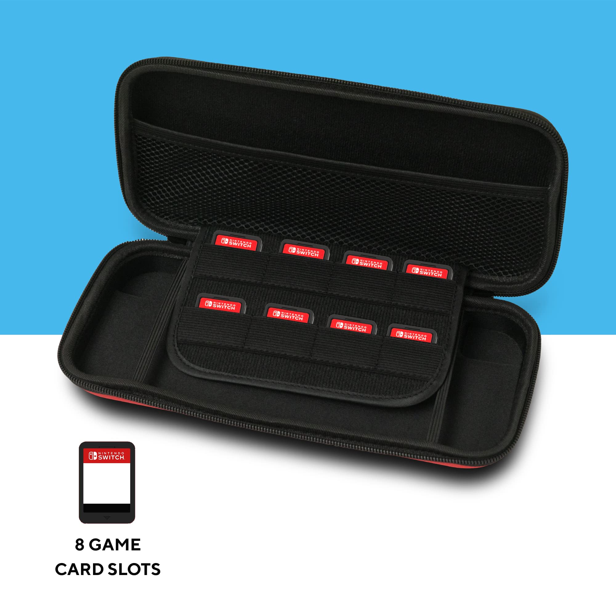 Core Innovations Protective Carrying Case Compatible With Nintendo Switch, Black; Red (NCASE540)