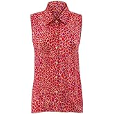 cabi Sleeveless Collared Button Down Purp Blouse 3270 Heartbreaker