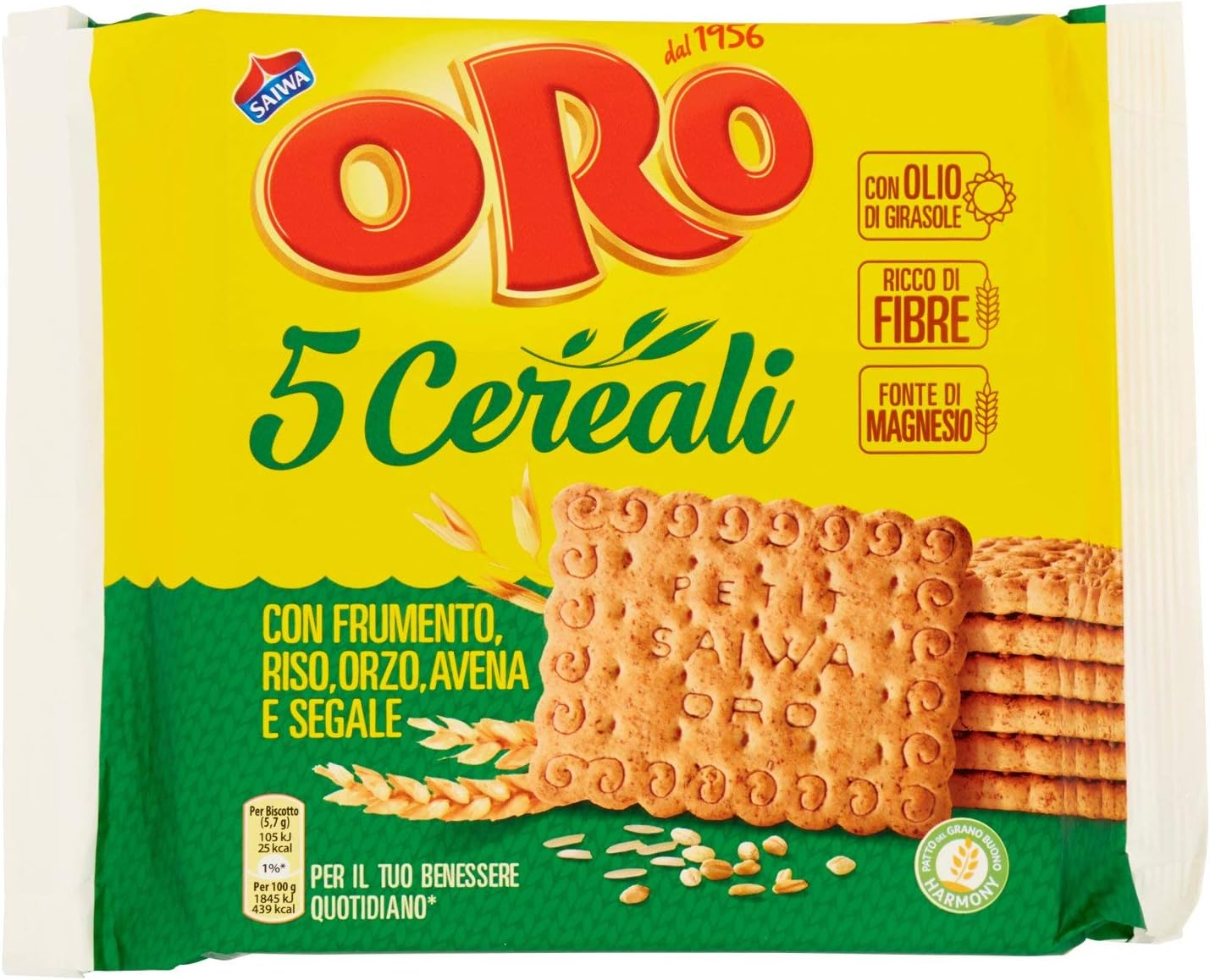 Oro Saiwa 5 Cereali, Biscotti Con Farina Integrale Di Frumento 400