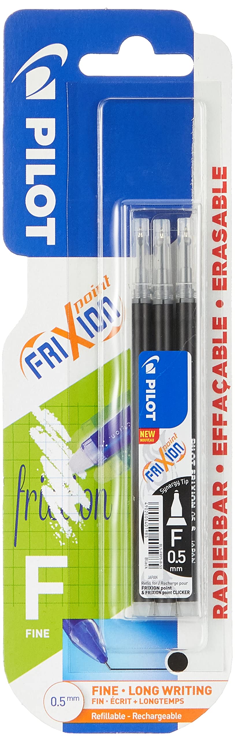 Pilot Pen 2265001B3 - Synergie Point refills, thickness 0.5 mm, black, erasable, pack of 3